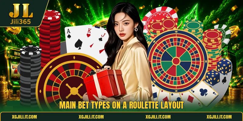 Main bet types on a roulette layout Main bet types on a roulette layout