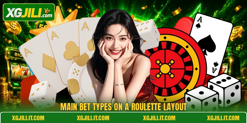 Main bet types on a roulette layout